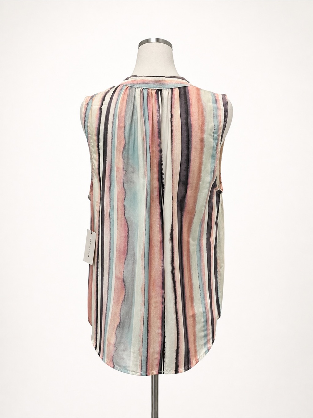 Bella Dahl Striped Button Front Blouse Sleeveless Tank Watercolor Pastel M NEW - Picture 5 of 13